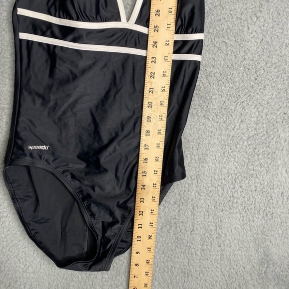 Speedo women's black one piece swimsuit competition halter summer padded 10 - Picture 4 of 11